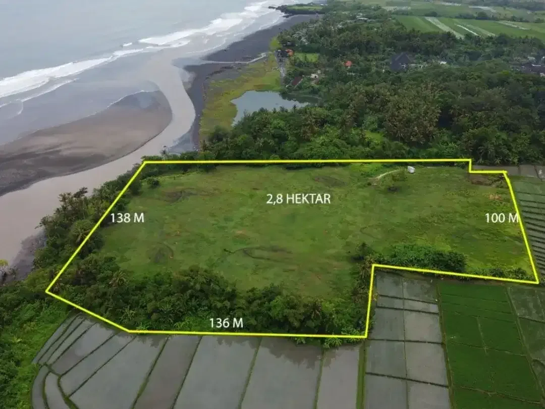 Dijual Tanah Beachfront Premium 272 Are di Kelating Tabanan dengan Zona Pariwisata dan Sunset View - Image 1 of 8