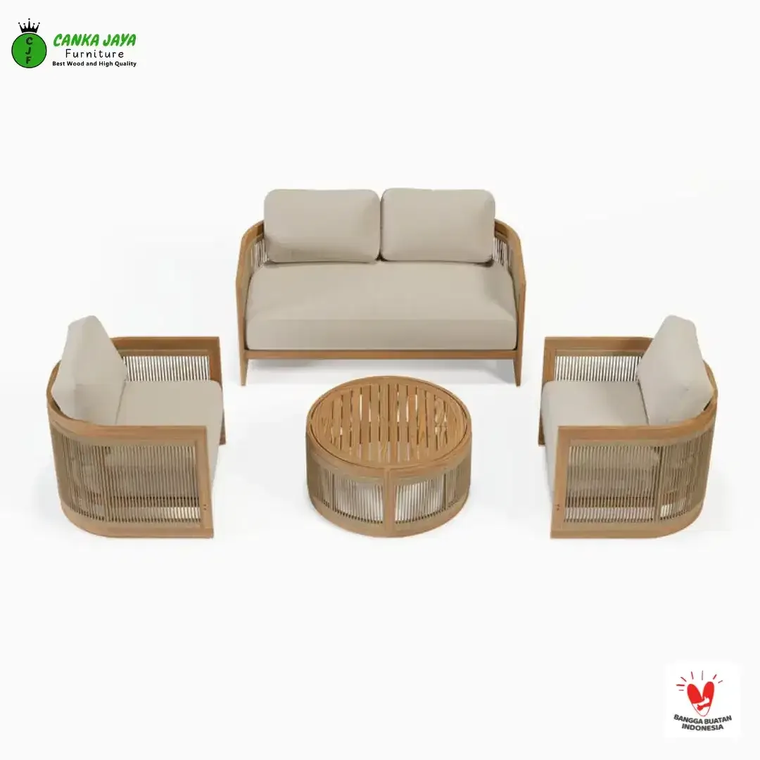 Set Tamu Sofa Boheva Minimalis Kayu Jati - Image 3 of 6