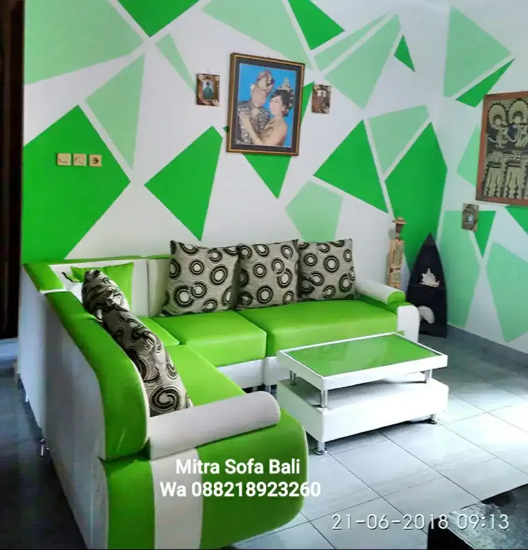 Sofa  L sudut warna cream + meja bunus bantal 5 besar, Mitra Sofa Bali - Image 2 of 6