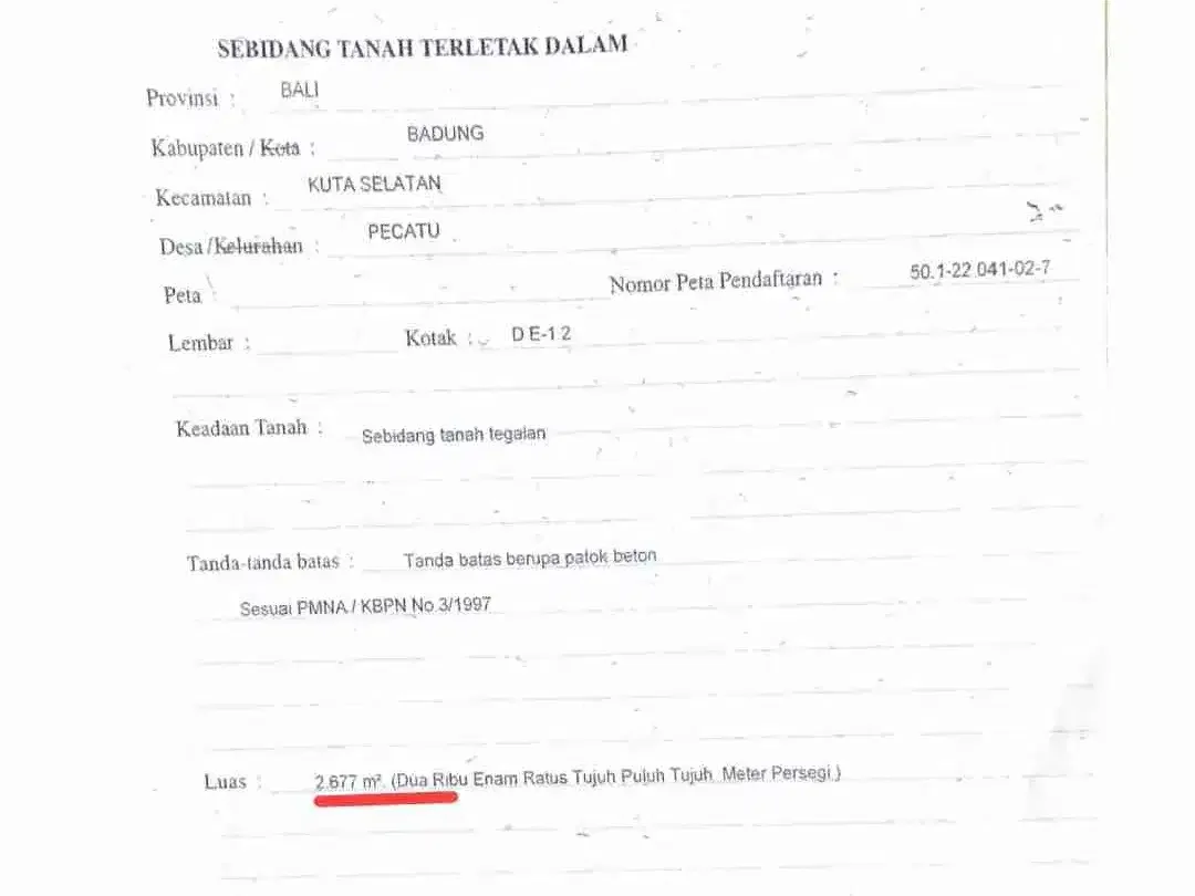 dijual tanah 26,77 are dekat Savaya villa Pecatu IDR 550 juta /are - Image 7 of 10
