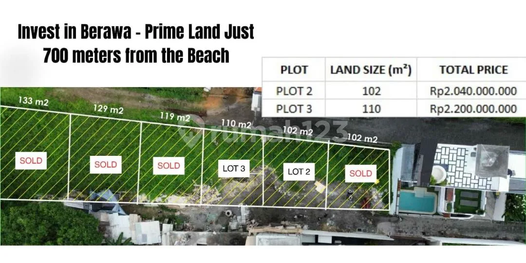 For Sale Only 2 Small Plots Of Land Remaining In A Prime Location Within Walking Distance Of Berawa Beach Bali - Image 3 of 4