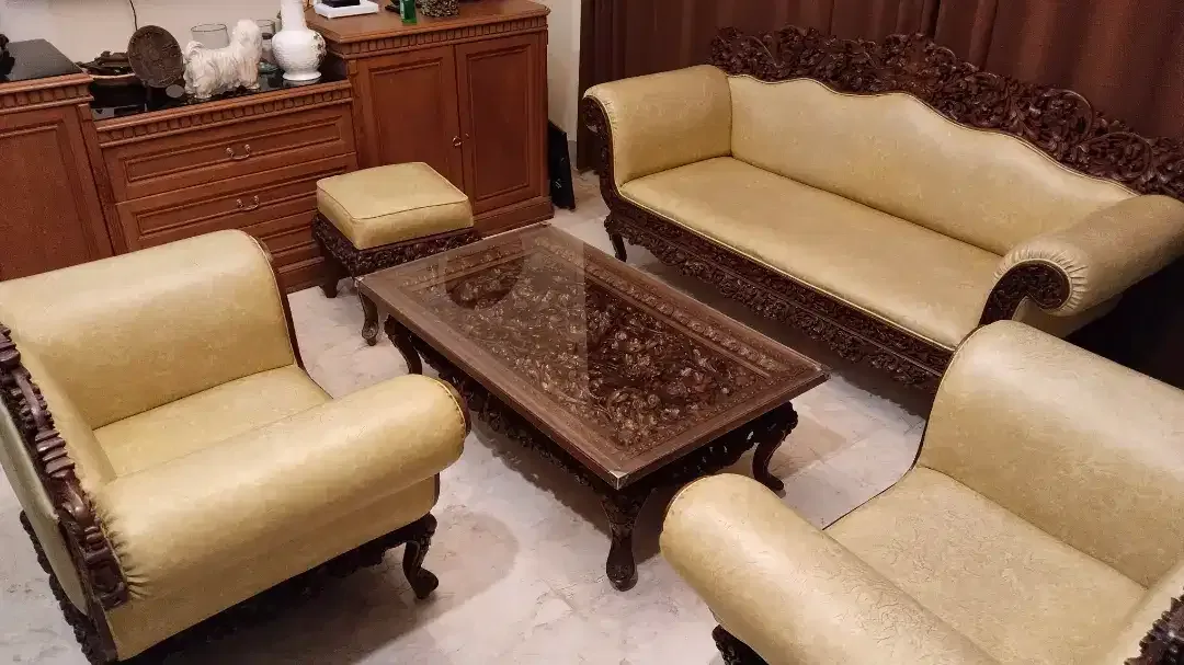 SOFA UKIR & MEJA UKIR BALI ASLI KAYU JATI SATU SET - Image 1 of 9