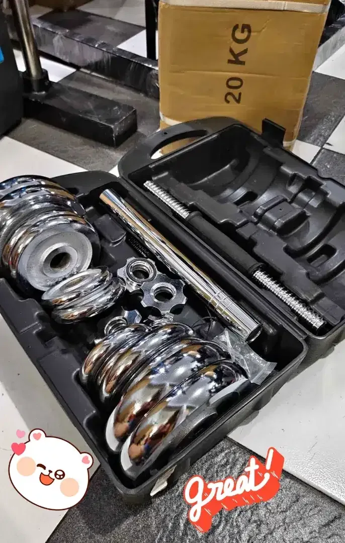 [ BISA COD ] Dumble Set Besi Full Croom 20 KG + Konektor - Image 1 of 3