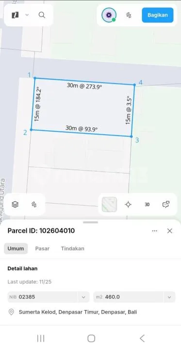 Tanah Hook Strategis Zona Merah di Badak Agung, Denpasar - Image 3 of 4