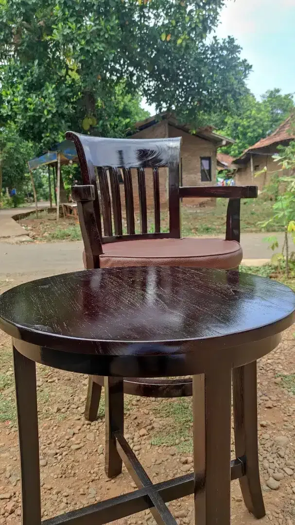 Kursi Teras Putar 360 Derajat Meja Kayu Jati - Image 4 of 5