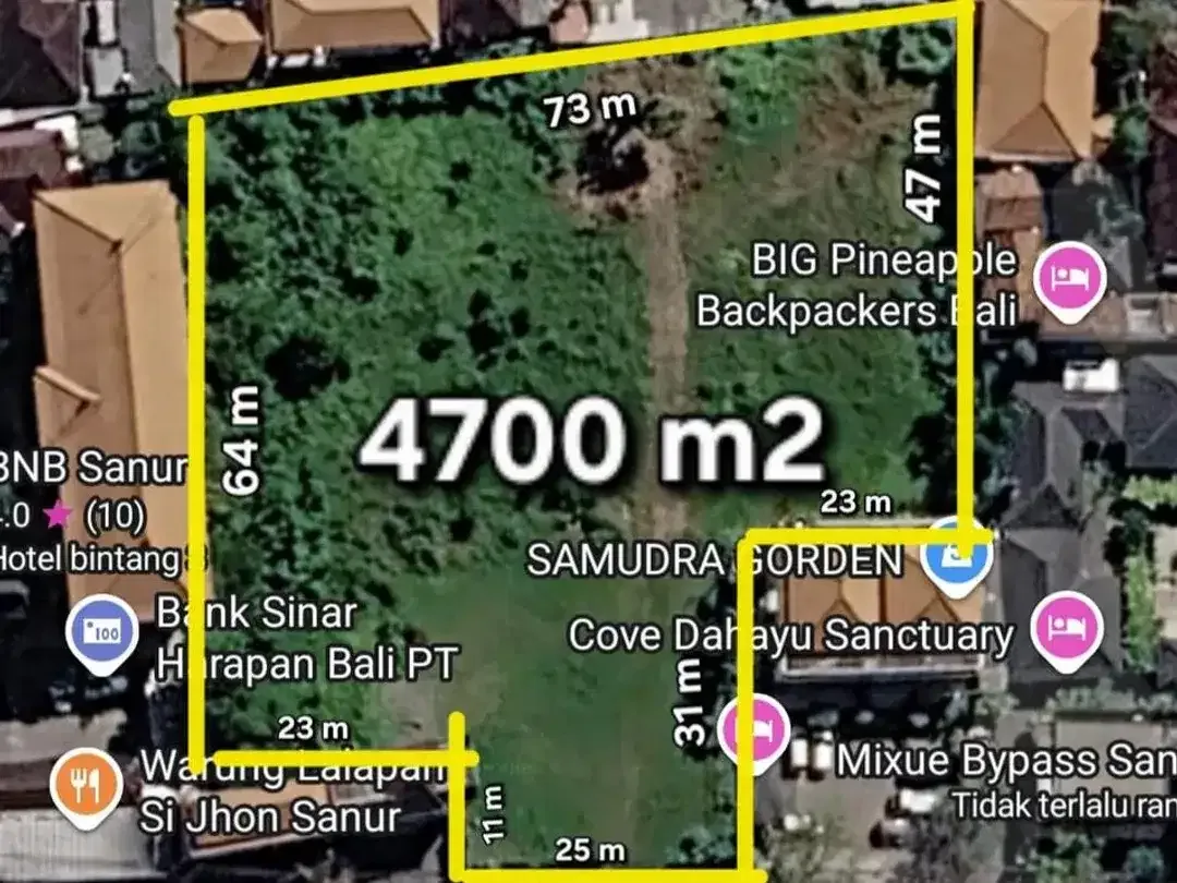Tanah Strategis 47 Are di Jalan Utama Dijual, di By Pass Sanur - Image 3 of 5