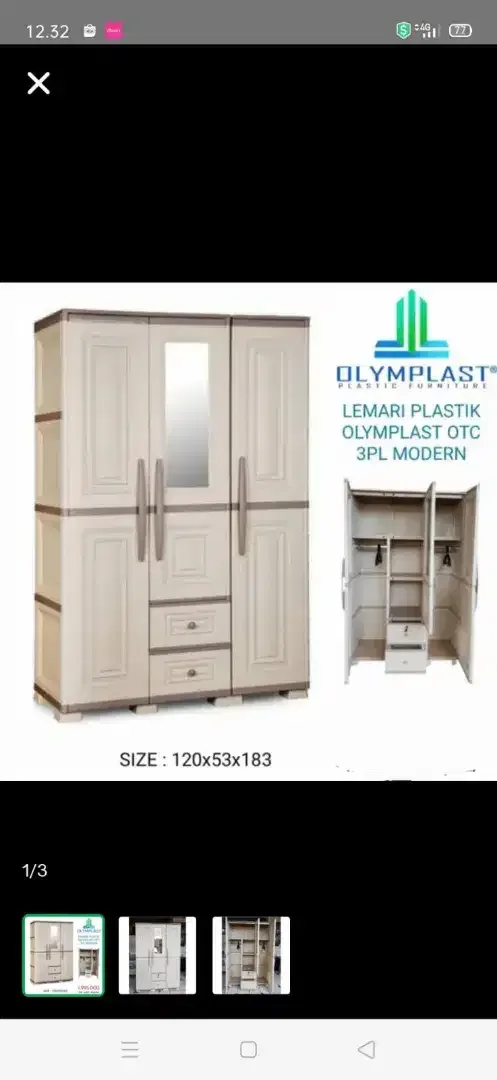 Harga promo lemari otc 3 pintu Olymplast - Image 1 of 3