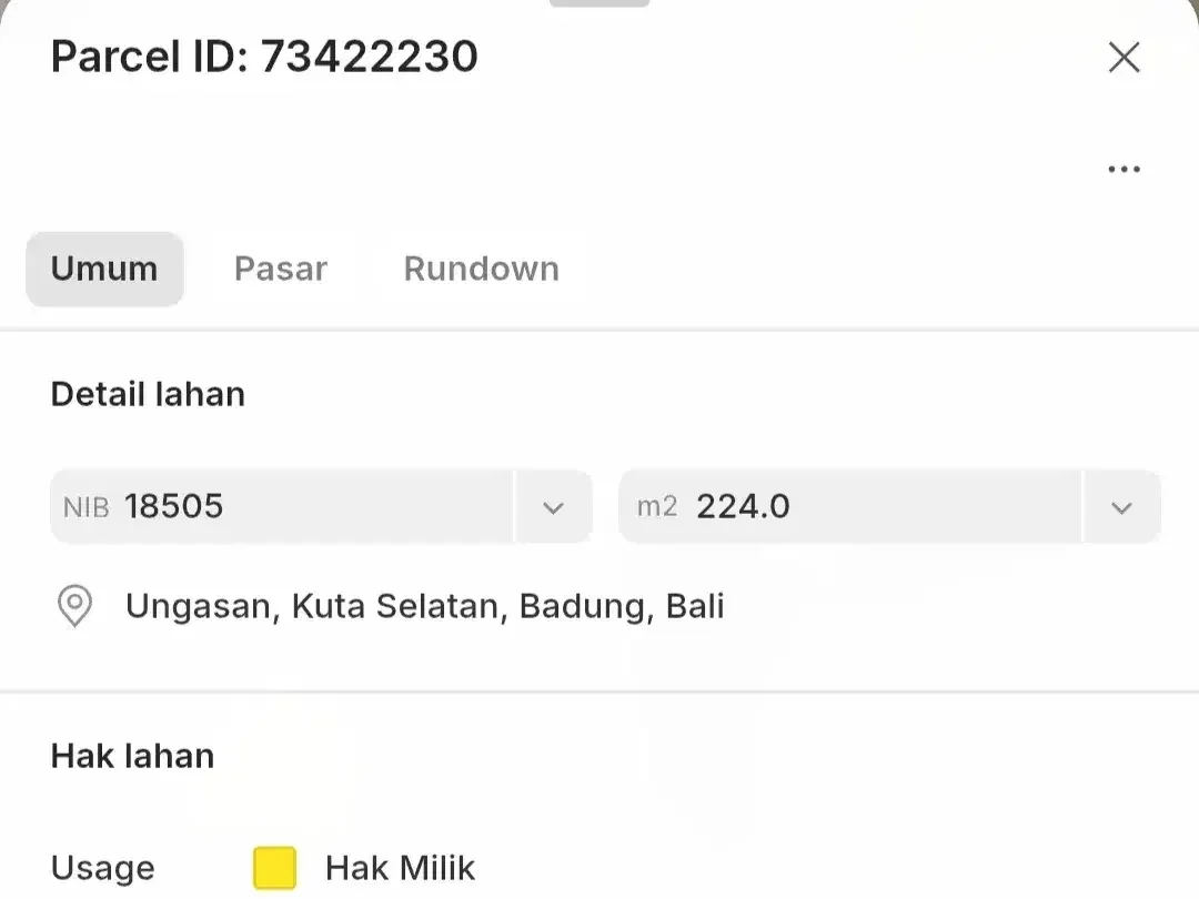 Dijual Tanah 224m2 di Lingkungan Villa Kompleks Ungasan Bali - Image 7 of 10