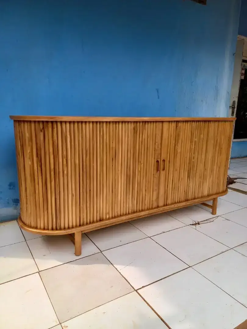 Bufet Japandi Tv Minimalis Modern Salur Kayu Jati - Image 3 of 4