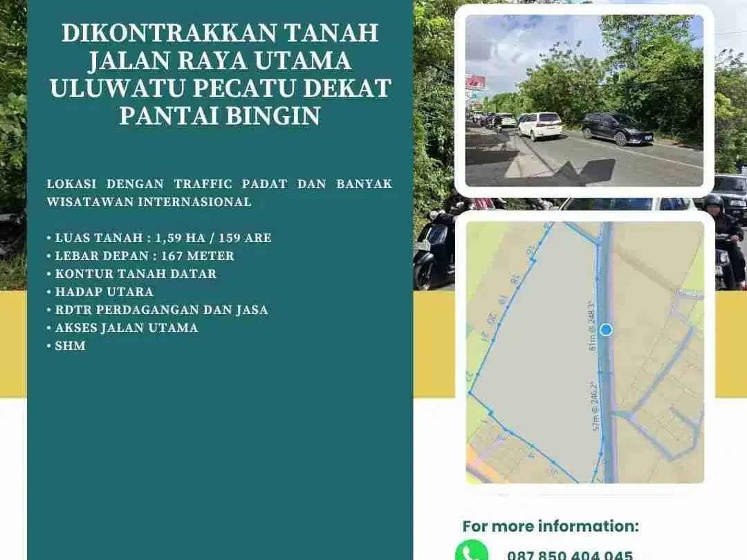 DIKONTRAKKAN TANAH JL. RAYA UTAMA ULUWATU PECATU DEKAT PANTAI BINGIN - Image 2 of 3