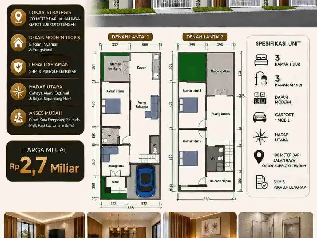 Dijual Rumah 2 Lantai di Gatot Subroto Denpasar, Mulai 2,7M - Image 4 of 4