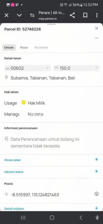 Dijual Tanah Dekat Kota Tabanan, Bali - Image 2 of 4