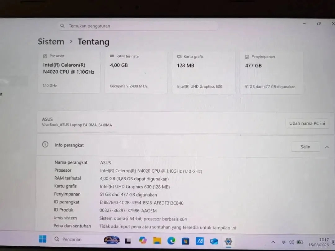 LAPTOP ASUS E410MA 4GB/512GB - Image 4 of 5