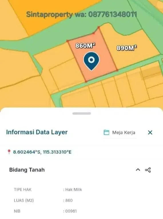 Jual tanah 17,5 are pantai saba cocok villa - Image 7 of 10