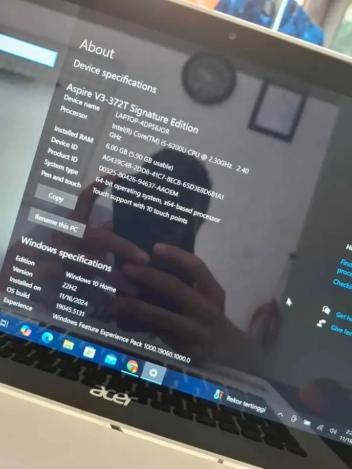 Laptop Acer V3 Touchscreen Core i5 Ram 6 Gb SSD 256 Gb KONDISI MINUS - Image 3 of 8