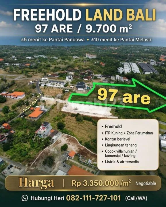 Tanah Luasan Besar 5 Menit Dari Pantai Pandawa Badung Bali - Image 2 of 4