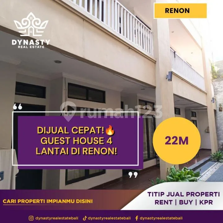 Dijual Cepat - Guest House 4 Lantai di Renon! - Image 1 of 4