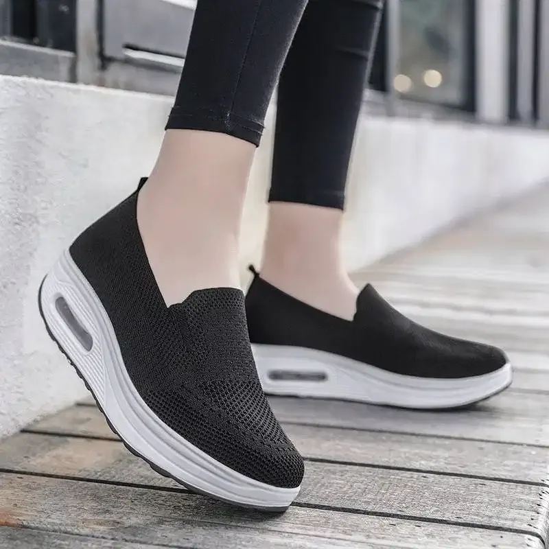 Sepatu Sneakers Wanita Sepatu Sport Rajut Wanita (hak tinggi 3 cm) - Image 2 of 4