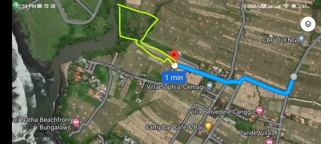 Tanah Cemagi 1,3 Hektar dekat pantai dan muara sungai - Image 1 of 3