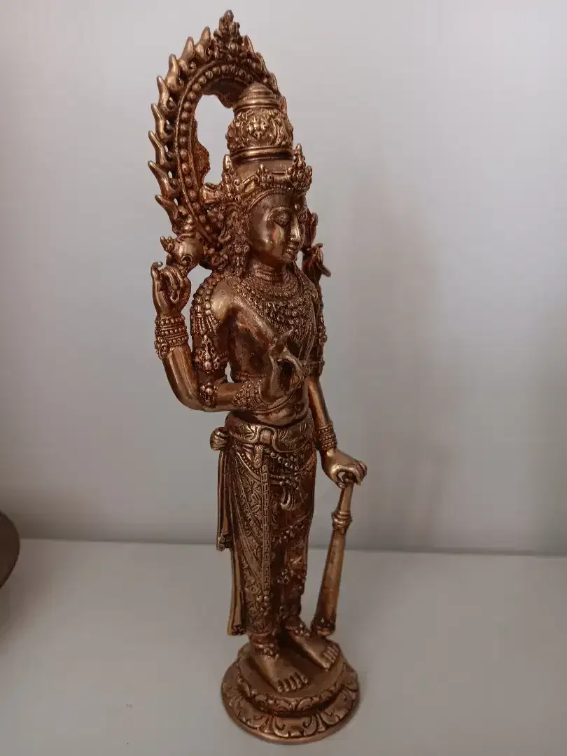 Patung Dewa Vishnu Perunggu Lapis 24k Emas - Image 3 of 4