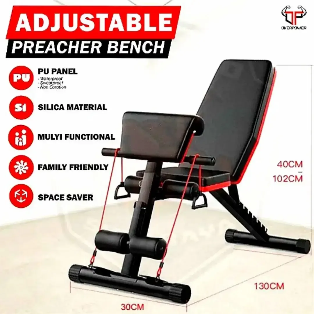 Bangku Bench Sit Up Adjustable Multifungsi + Preacher  barang baru - Image 2 of 4