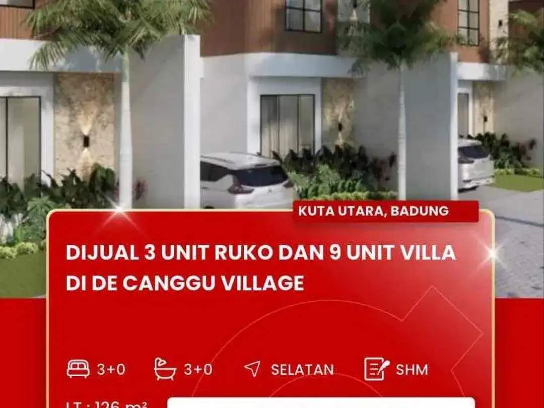 DIJUAL 3 UNIT RUKO & 9 UNIT VILLA DI DE CANGGU VILLAGE - Image 1 of 10