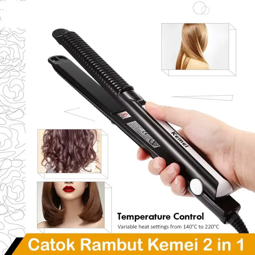 Baru merk KEMEI original catok rambut 2 in 1 - Image 1 of 2