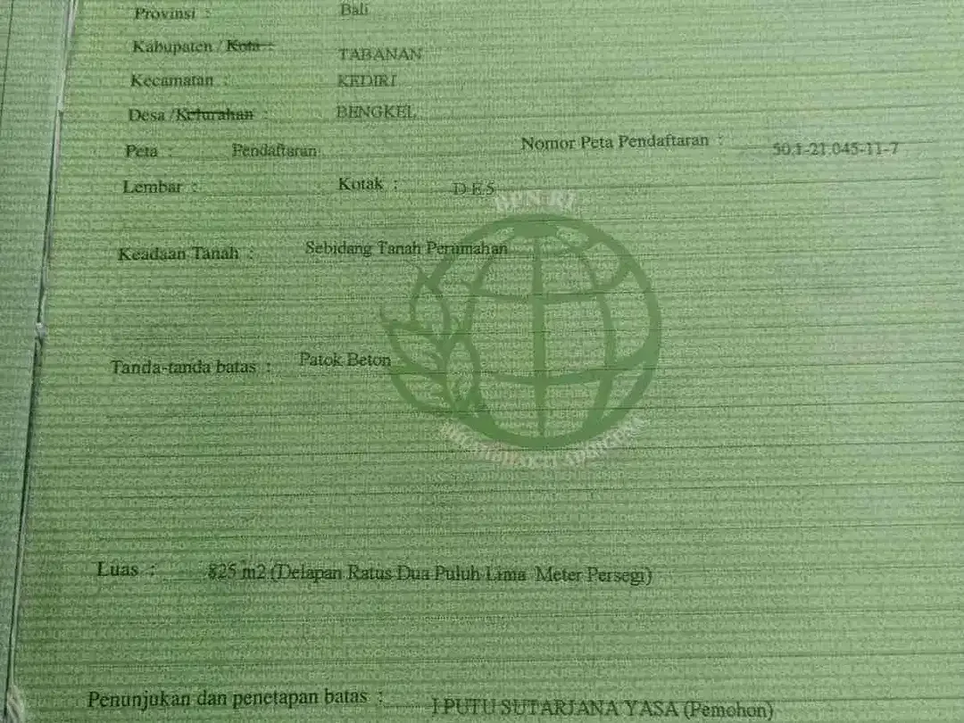 SALE Tanah Kedungu 8,25 Are Zona Kuning Aspek Perumahan - Image 6 of 7