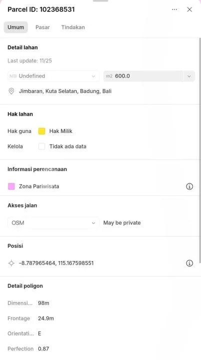 Tanah 6 Are Ocean View Jimbaran #Tj6436 - Image 3 of 4