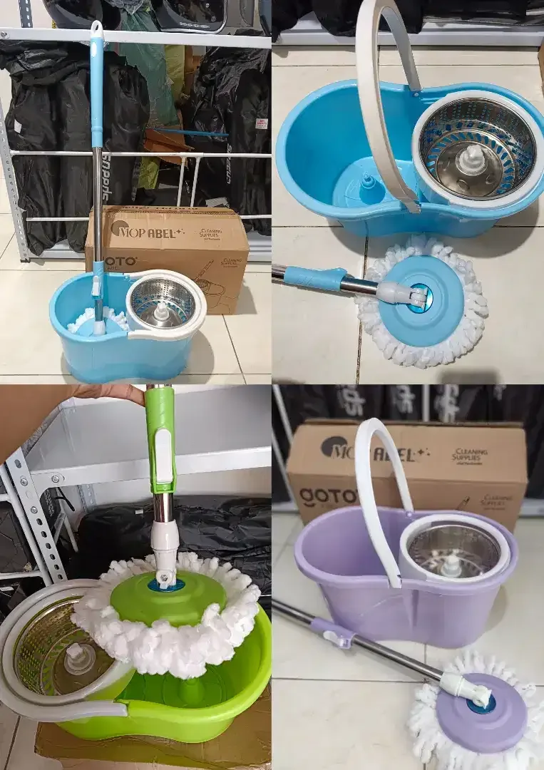Alat Pel Lantai Stainless Super Mop Dengan Ember Pencuci Putar kap2-3L - Image 1 of 9
