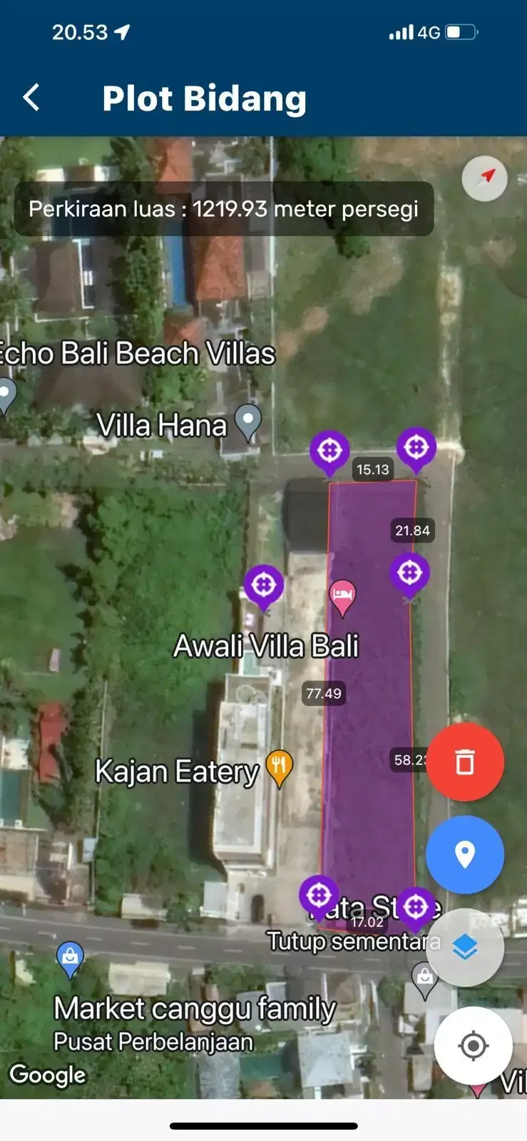 Dijual Tanah Dekat Pantai Jalan Utama Canggu - Image 4 of 8