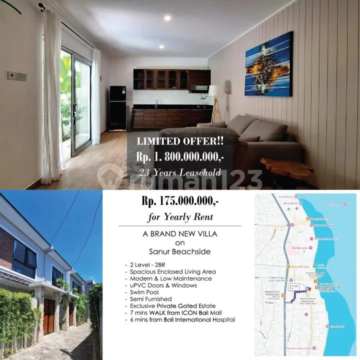 Fully Furnished Villa 2 Kamar One Gate Sanur Denpasar - Image 1 of 4