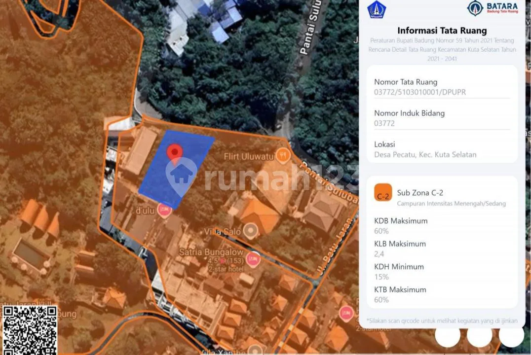 Dijual Tanah 6,62 Are Idr 1,5 Milyar/Are /100MÂ² Dipantai Suluban Pecatu Badung Bali - Image 2 of 4