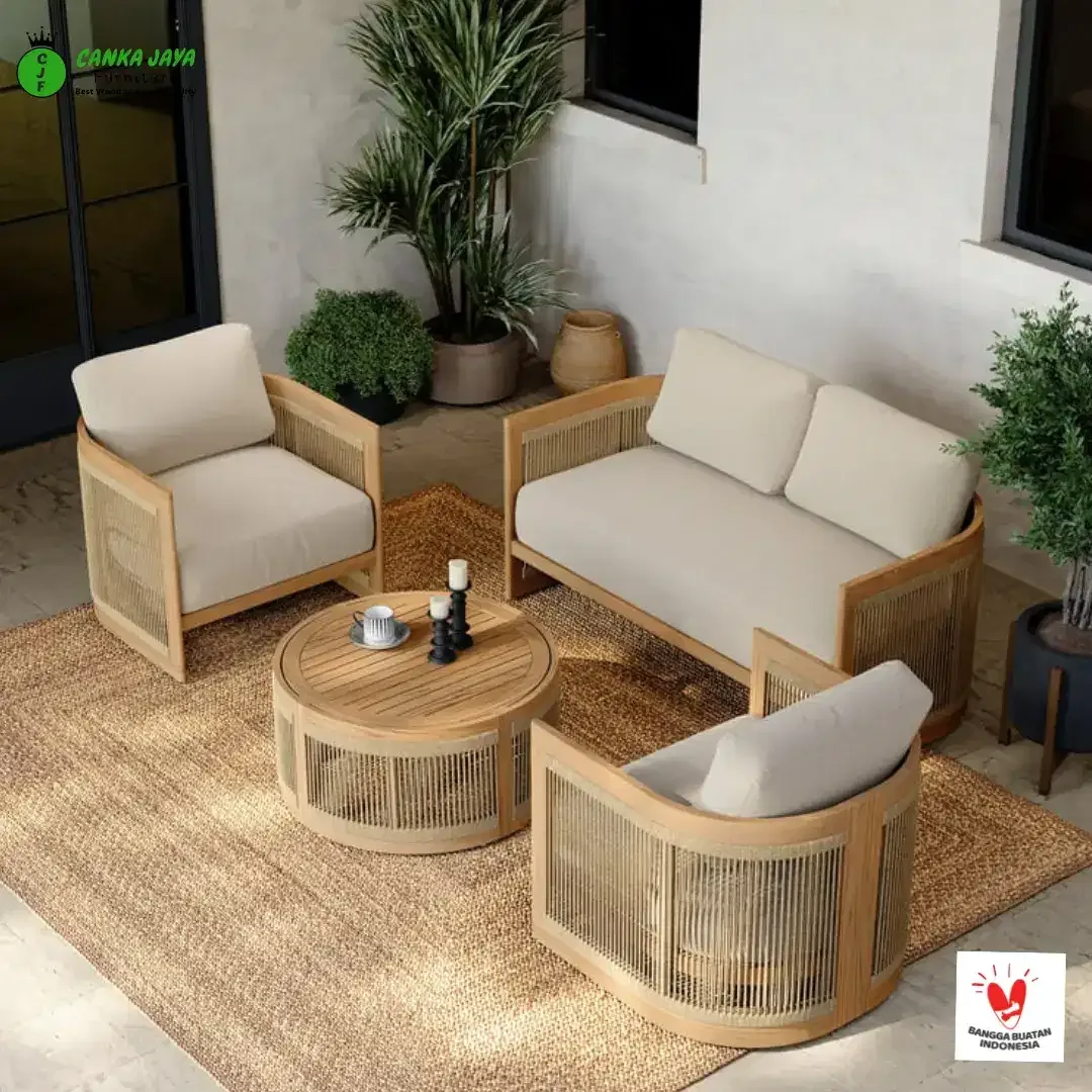 Set Tamu Sofa Boheva Minimalis Kayu Jati - Image 1 of 6
