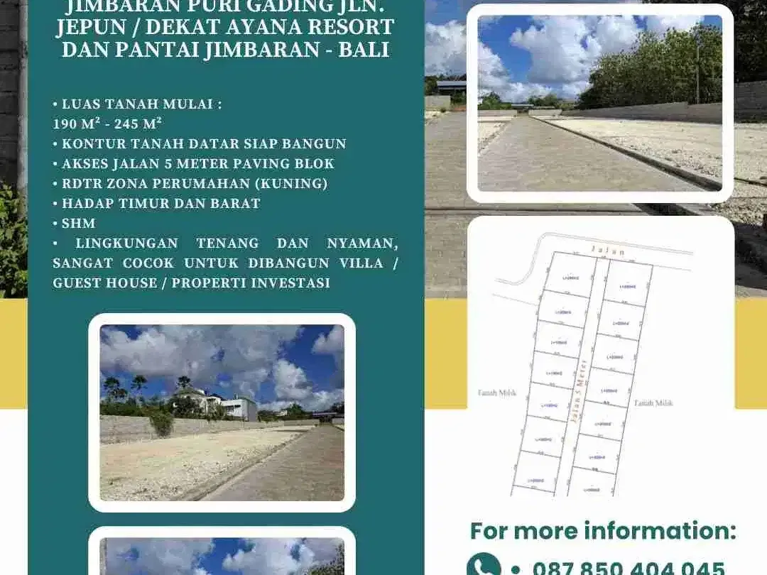 DIJUAL TANAH LINGKUNGAN ELIT JIMBARAN PURI GADING - Image 2 of 7