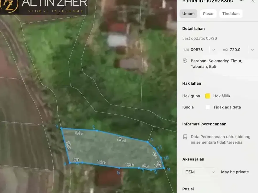 Tanah murah jarang ada view sawah cocok untuk homestay,villa karena dekat pantai di beraban tabanan - Image 10 of 10