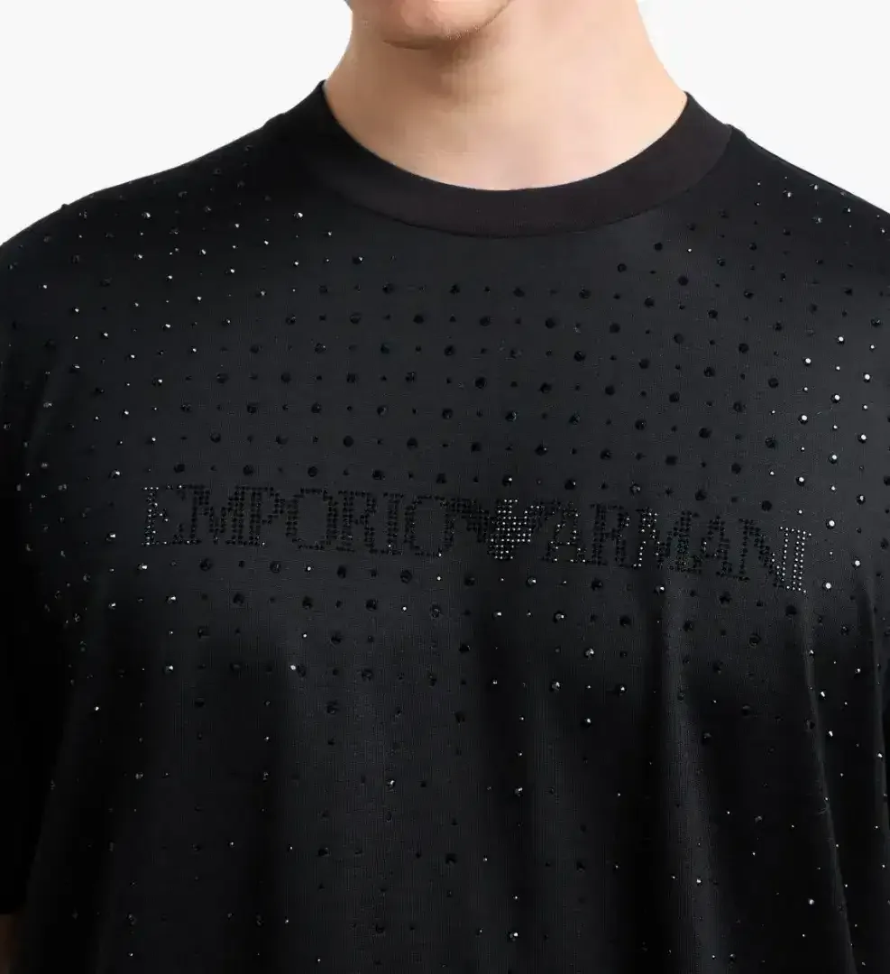 ORIGINAL EMPORIO ARMANI NEW RHEINSTONE LOGO TSHIRT - Image 4 of 4