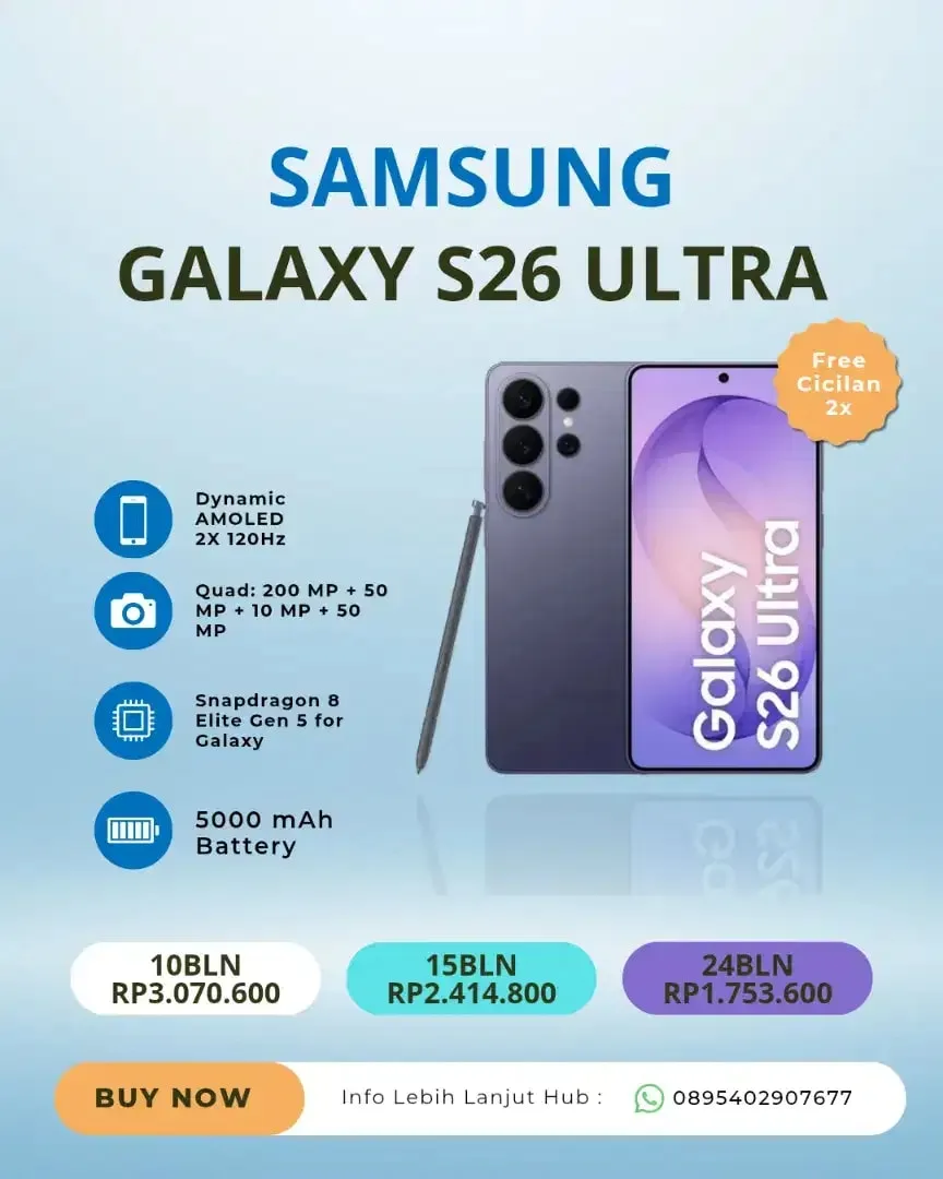 Kredit Samsung Galaxy S26 Ultra Tanpa DP Free Cicilan 2x - Image 1 of 4