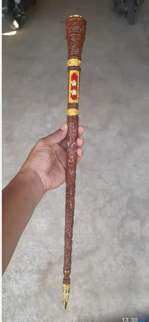 Tongkat komando material full bahan kayu jati kombinasi sepuh emas - Image 4 of 5