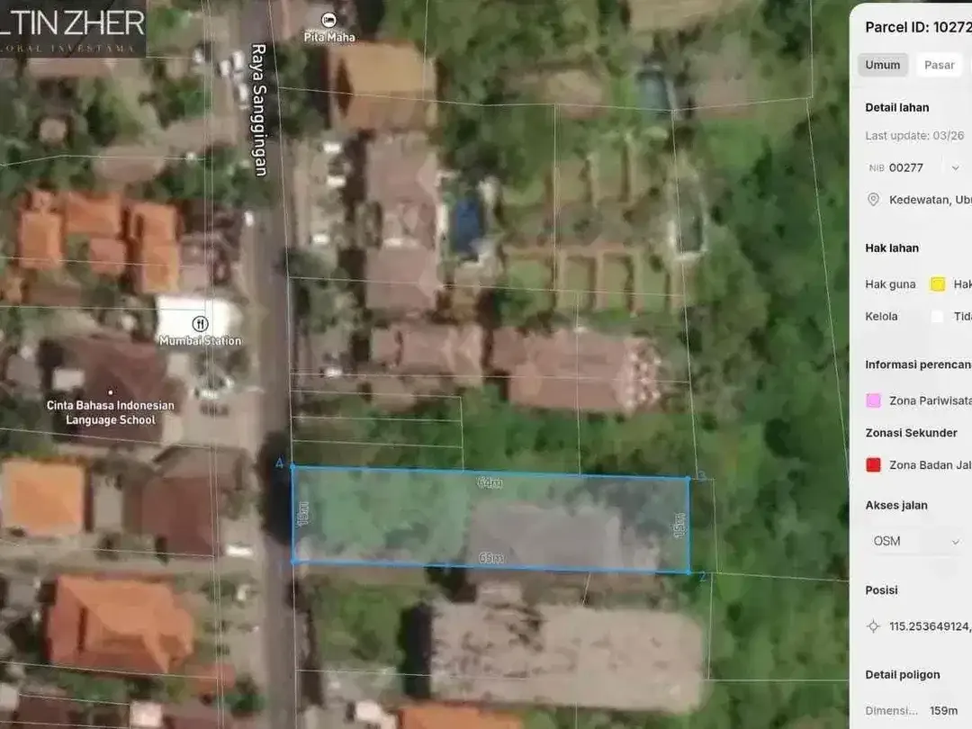 Tanah premium di jalan raya kedewasaan Ubud dekat dgn central Ubud - Image 2 of 6