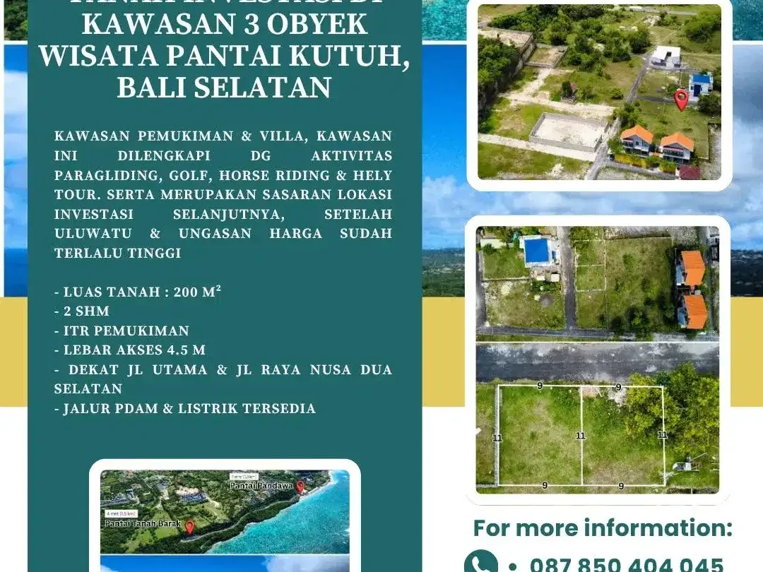 Dijual tanah investasi di kawasan 3 obyek wisata pantai kutuh, bali selatan - Image 2 of 7