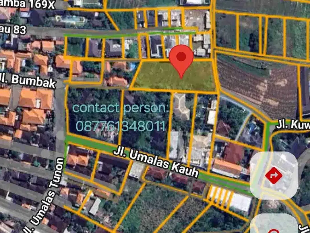Jual tanah 21 are di Umalas ii Kerobokan Seminyak Bali, view sawah, ITR kuning - Image 2 of 10