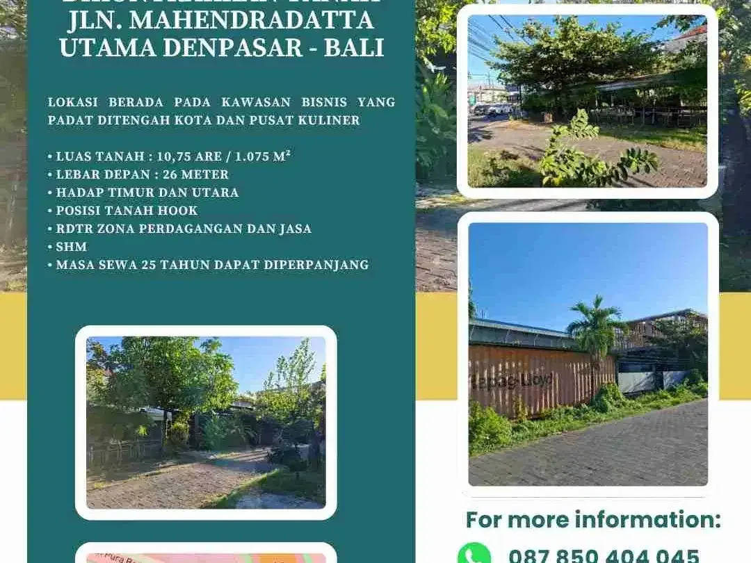 DIKONTRAKKAN TANAH Jln. Mahendradatta Utama Denpasar - Bali - Image 2 of 5