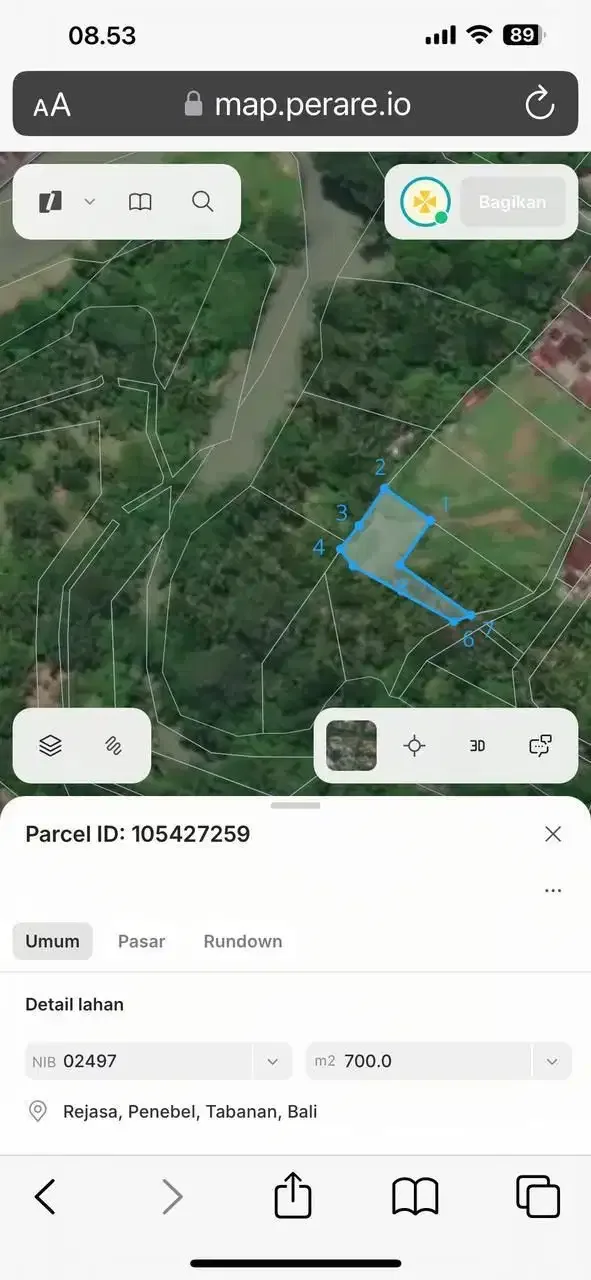 Dijual Tanah Tepi Sungai Lokasi Tabanan - Image 8 of 10