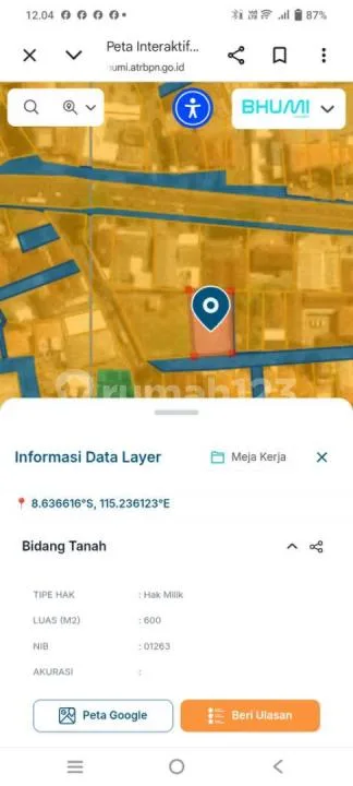 Dijual Tanah 16 Are Pinggir Jln.noja Gatsu Timur - Image 3 of 4