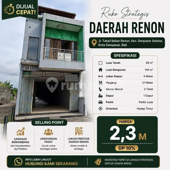 Ruko Strategis di Tukad Balian Renon Siap Usaha - Image 1 of 4