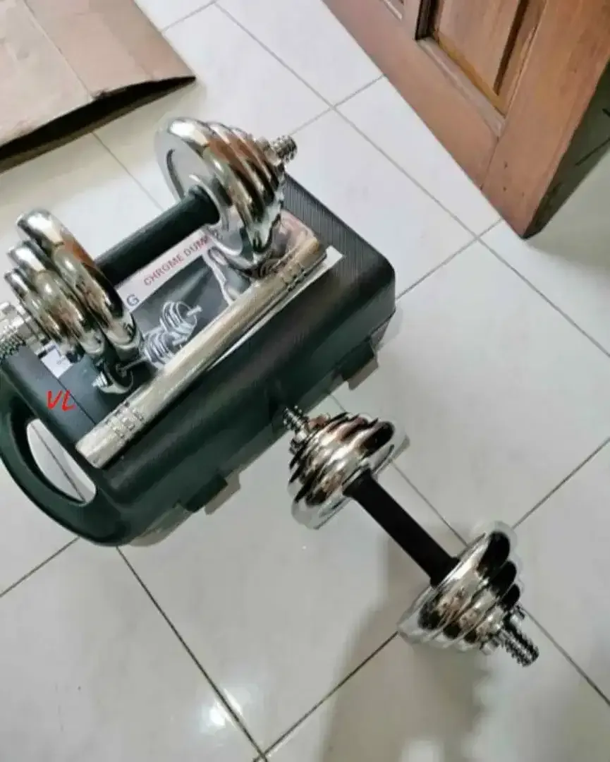 [ BISA COD ] Dumble Set Besi Full Croom 20 KG + Konektor - Image 2 of 3