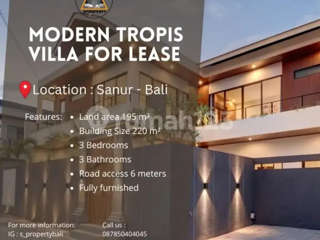 Modern Tropis Villa For Leasehold In Sanur Bali - Image 1 of 5