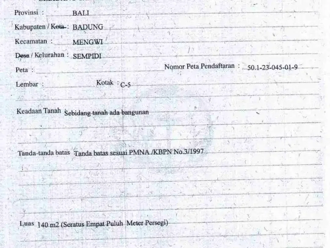 Di jual tanah luas 140 m2 di kawasan perumahan di kebo Iwa Utara Denpasar Deket pasar baru kandik dan Bali TV - Image 7 of 7