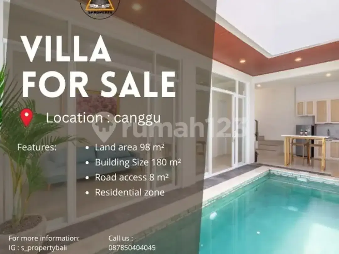 Dijual Villa Desain Modern Lokasi Strategis Daerah Canggu - Image 1 of 5